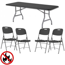Lot de 20 tables 183 cm + 120 chaises grises polypro M2 - Grey Edition®