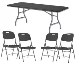 Lot de 10 tables 183 cm + 60 chaises grises polypro M2 - Grey Edition®