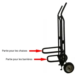 Diable de transport multifonction PRATIC'DIABLE pour barrières de police et chaises