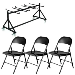 Lot de 48 chaises Europ métal pliantes + 1 chariot