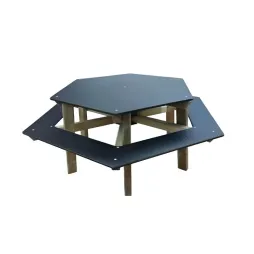 Table pique-nique avec bancs hexagonale pour enfants