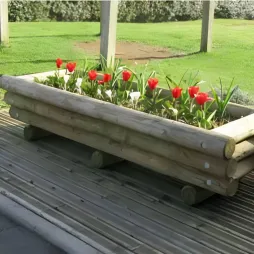 Jardinière en rondin rectangulaire