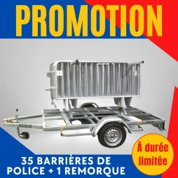 Promo remorque porte barrière + 35 barrières 14 barreaux