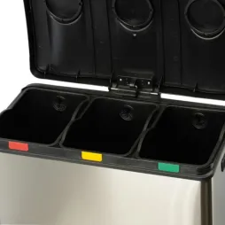 Poubelle intérieure tri sélectif à pédale 3 bacs avec code couleur