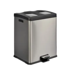 Poubelle tri sélectif à pédale avec 2 bacs 2 x 30 litres