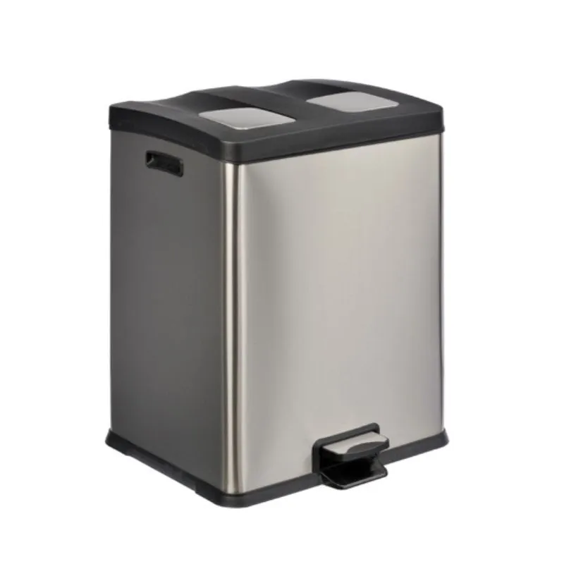 Poubelle tri sélectif à pédale avec 2 bacs 2 x 30 litres