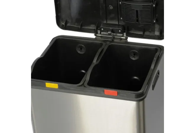 Poubelle tri sélectif avec pédale et 2 bacs 2 x 30 litres et code couleur