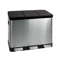 Poubelle intérieure tri sélectif avec 3 pédales et 3 bacs