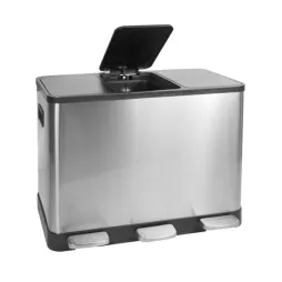 Poubelle intérieure tri sélectif avec 3 pédales pour une ouverture indépendante des 3 bacs