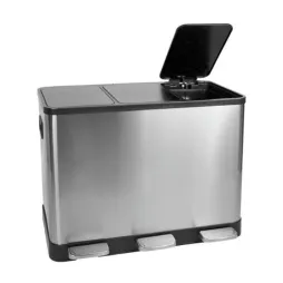 Poubelle intérieure tri sélectif avec 3 bacs à ouverture distincte grâce aux 3 pédales