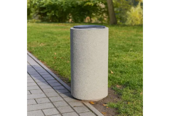 Corbeille de ville ronde en béton