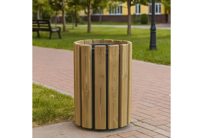 Corbeille ronde en bois collectivités