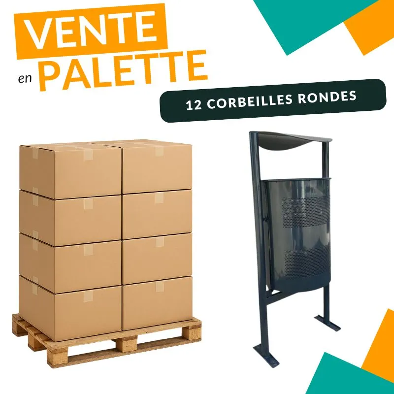 Corbeille extérieure en acier - achat sur palette