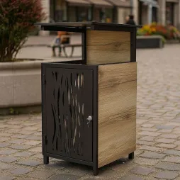 Corbeille de ville en HPL et métal