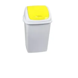 Poubelle tri bureau corps blanc et couvercle jaune