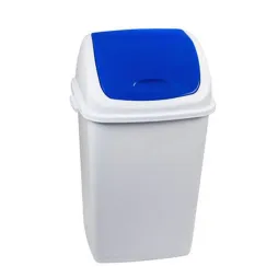 Poubelle intérieur tri sélectif polypropylène blanc et couvercle bleu