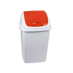 Corbeille de bureau tri sélectif polypro blanc et couvercle rouge