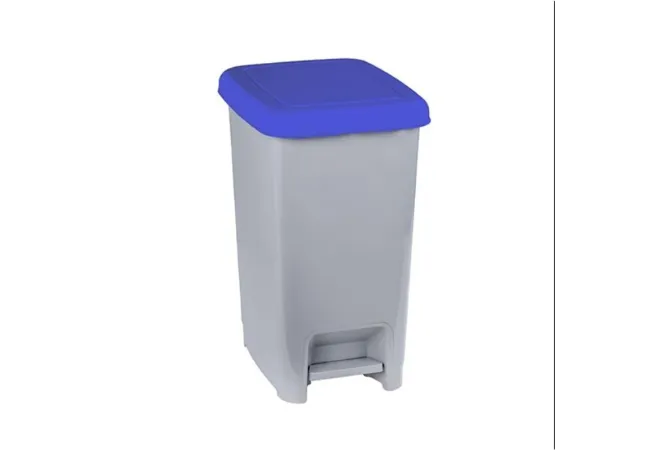 Poubelle à pédale 60 litres avec trappe bleue