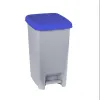 Poubelle à pédale 60 litres avec trappe bleue