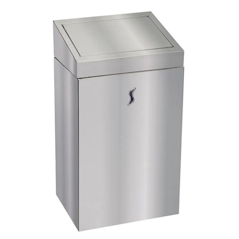 Poubelle pour collectivité en acier avec trappe à retour automatique