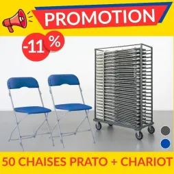 Lot de 50 chaises pliantes prato et chariot