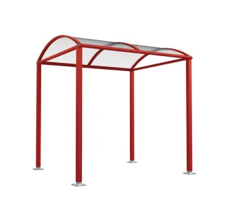 Passage couvert en acier bordeaux