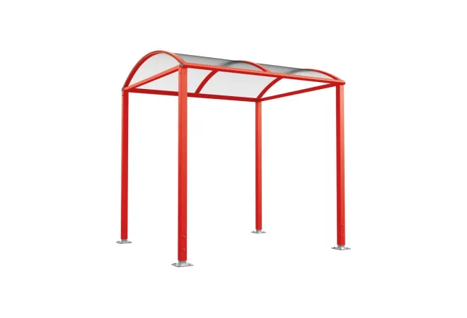 Passage couvert urbain en acier rouge