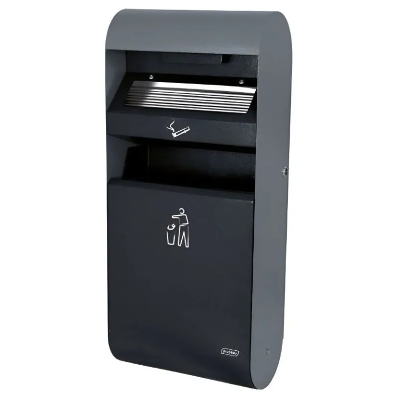 Cendrier corbeille mural en acier galvanisé