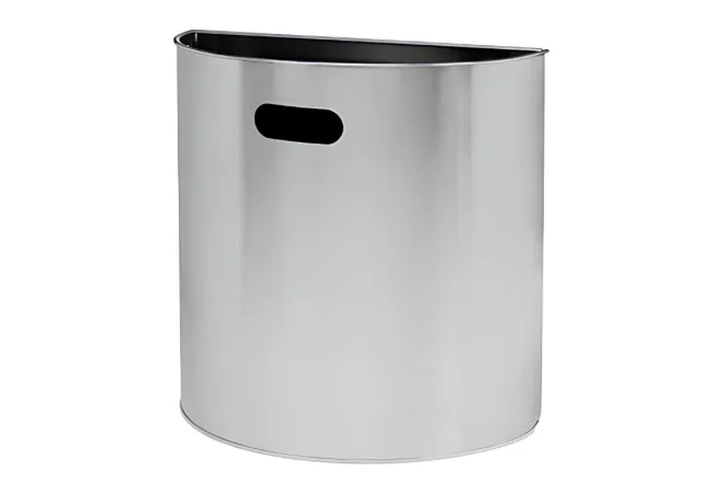 Poubelle pour collectivité, fixation murale, en inox brossé