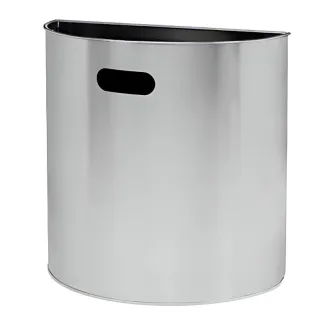 Poubelle pour collectivité, fixation murale, en inox brossé