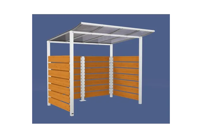 Abri 2 roues en stratifié chêne et blanc