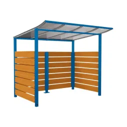 Abri cycles stratifié chêne clair et bleu