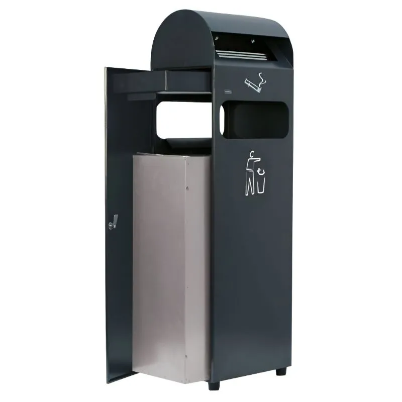 Borne poubelle et cendrier avec bac amovible