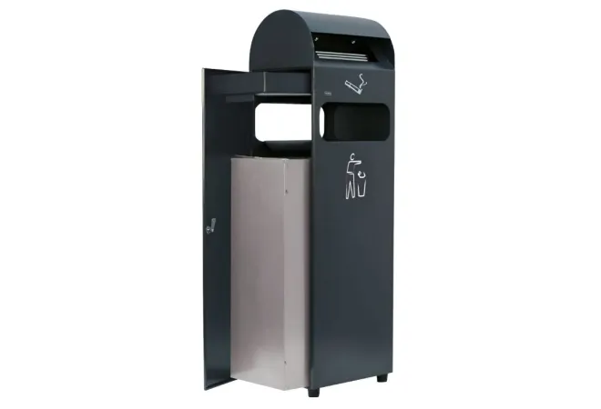 Borne poubelle et cendrier avec bac amovible