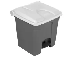 Corbeille de tri sélectif grise et couvercle blanc