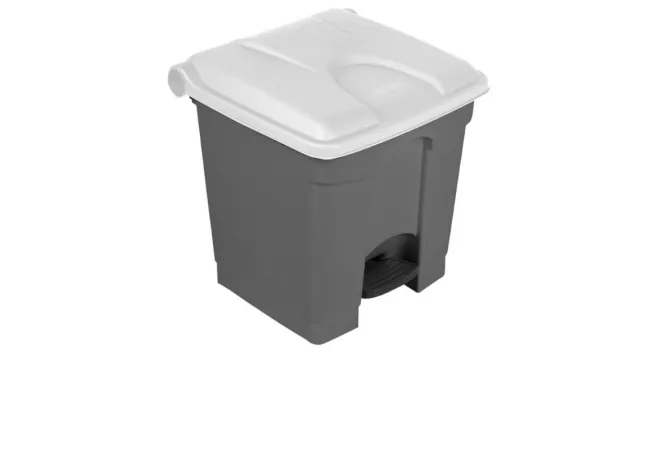 Corbeille de tri sélectif grise et couvercle blanc