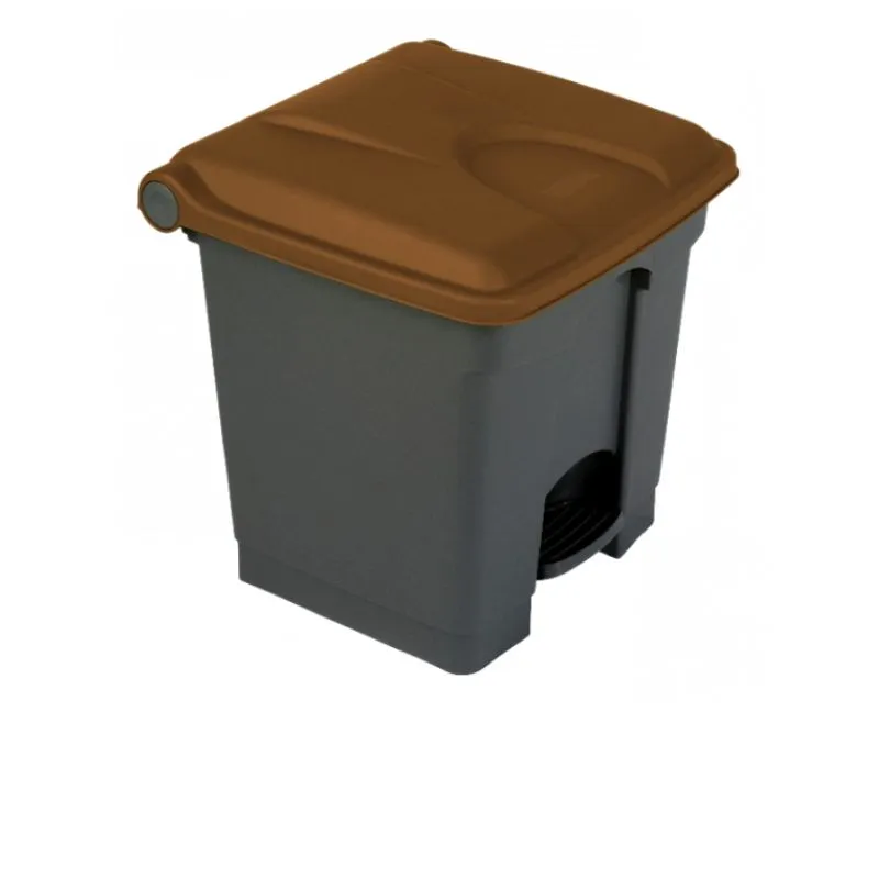 Poubelle de tri intérieur corps gris et couvercle marron