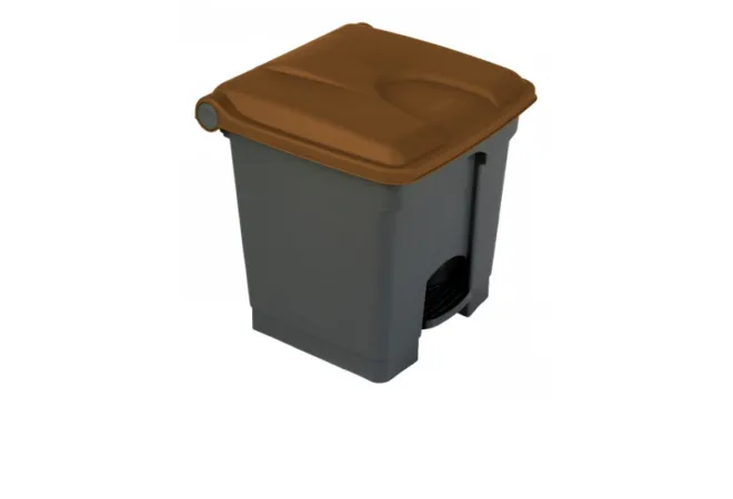 Poubelle de tri intérieur corps gris et couvercle marron