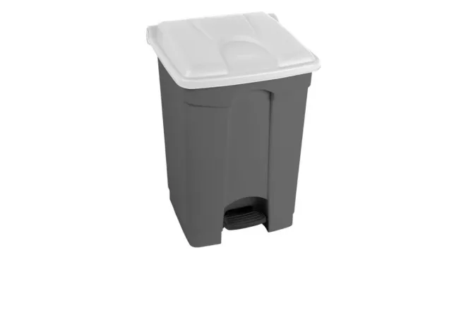 Poubelle à pédale de 45L grise et blanche