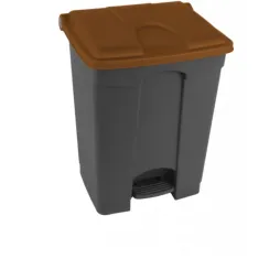 Poubelle de tri intérieur capacité 70 L corps gris couvercle marron