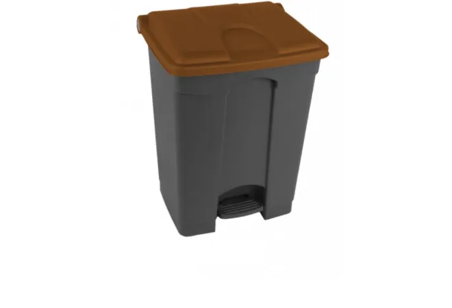 Poubelle de tri intérieur capacité 70 L corps gris couvercle marron