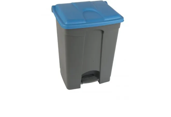 Poubelle intérieur tri sélectif 70 L grise couvercle bleu