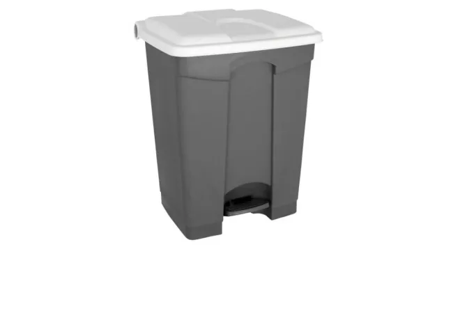 Poubelle intérieure de tri contenance 70 L grise couvercle blanc
