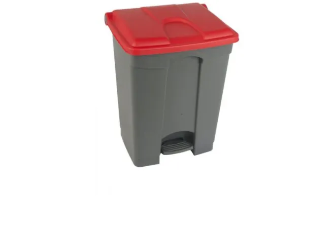 Poubelle de tri bureau grise et rouge de 70 litres