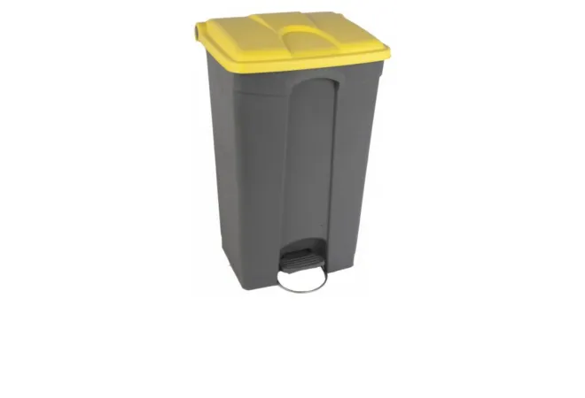 Poubelle de tri sélectif à pédale grise et jaune 90L