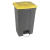 Poubelle de tri sélectif à pédale grise et jaune 90L