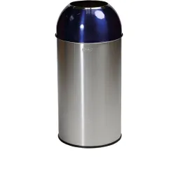 Corbeille de tri sélectif inox brossé/bleu contenance 40 L