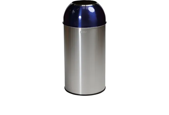 Corbeille de tri sélectif inox brossé/bleu contenance 40 L