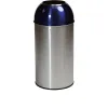 Corbeille de tri sélectif inox brossé/bleu contenance 40 L