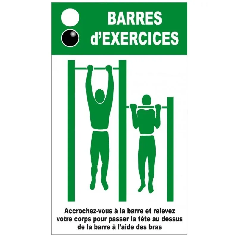 Panneau explicatif parcours de santé "Barres d'exercices"